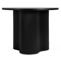 Stolik kawowy okrągły czarny na jednej grubej nodze do salonu Derian