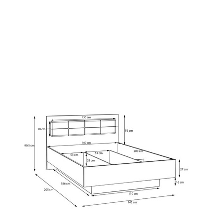 Łóżko ze stelażem i pojemnikiem na pościel 140x200 cm Baderna