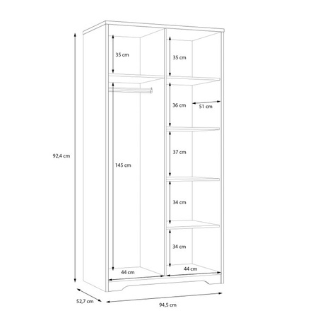 Szafa ubraniowa uchylna z półkami Joadakis Forte