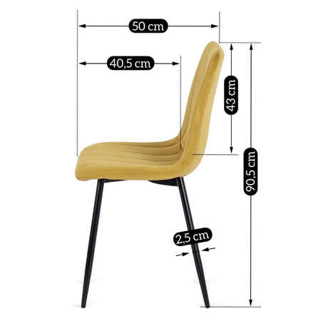 Krzesło tapicerowane nowoczesne loftowe musztardowe 