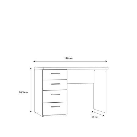 Biurko białe do pokoju młodzieżowego 110 cm z 4 szufladami