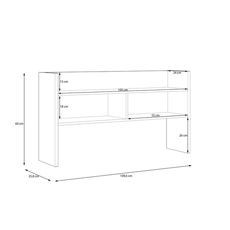 Nadstawka z półkami biała do biurka 110 cm 