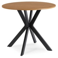 Stół okrągły do jadalni dąb złoty na czarnej nodze Lauren