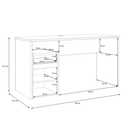 Biurko białe z dostawką  L/P do pokoju młodzieżowego 140cm