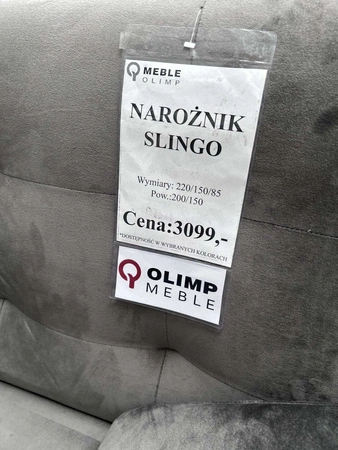 Narożnik szary na nóżkach rozkładany do małego salonu Slingo