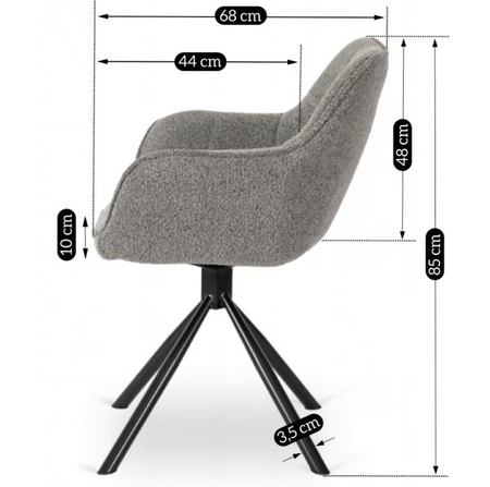 Krzesło obrotowe tapicerowane nowoczesne szare do jadalni