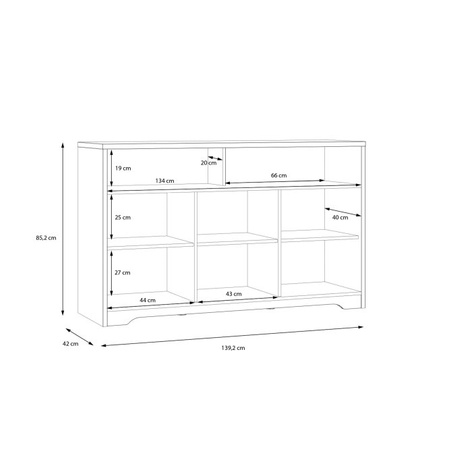 Komoda z szafkami i pólkami do salonu 140 cm Joadakis